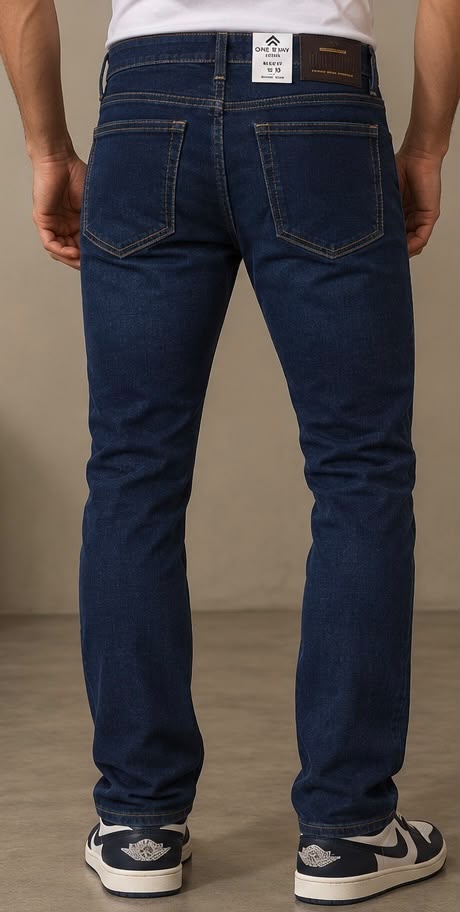914 - Pantalón Corte Slim Efecto Mezclilla Cruda