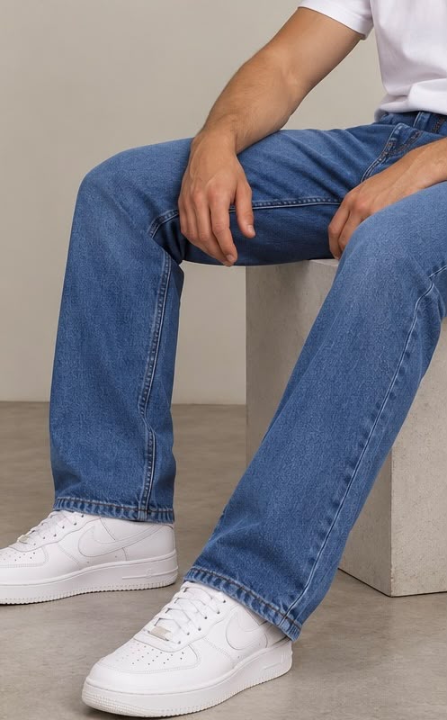 911 - Pantalón Corte Recto Azul Claro