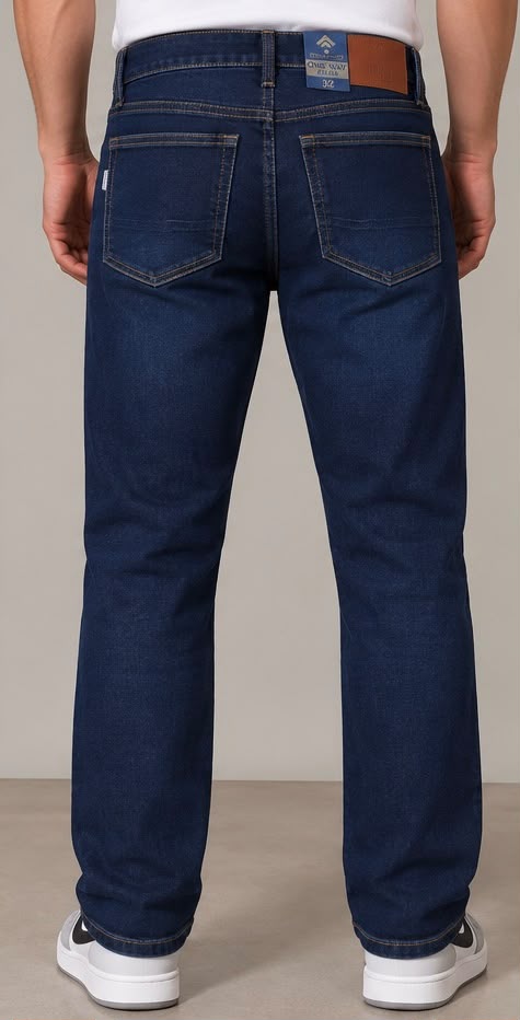902 - Pantalón Recto Efecto Mezclilla Cruda